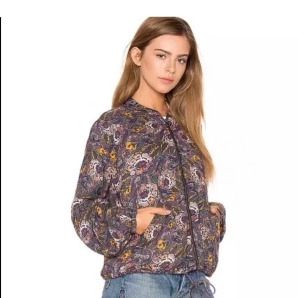 Free People Women’s Floral Bomber Jacket Size Small